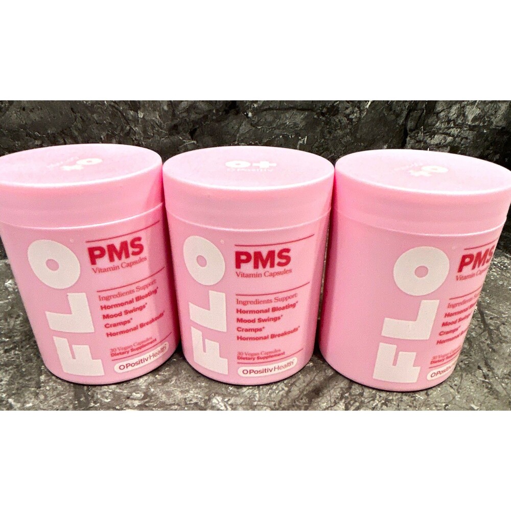 O Positiv FLO PMS Support Vitamin Capsules 30 ct, Gluten-Free, Non-GMO: 3 pack